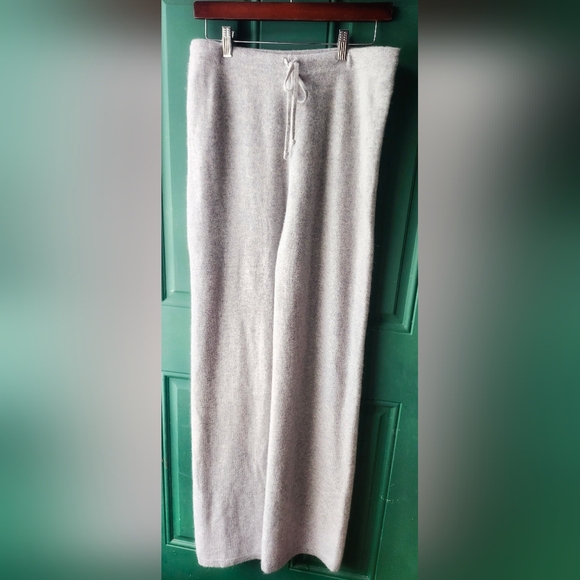 Aqua 100% Cashmere Lounge Super Soft Wide Leg Pants Large - Picture 2 of 6